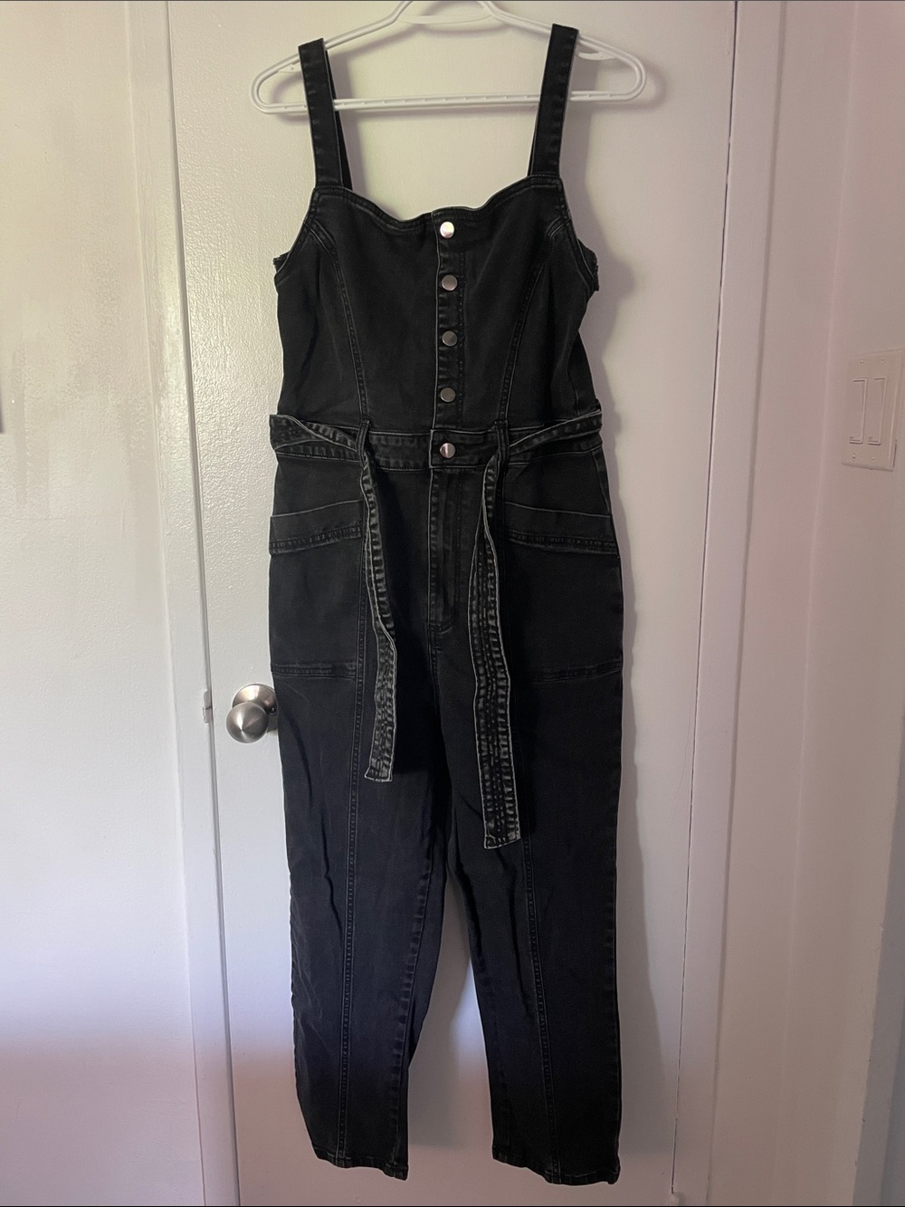 Smash + Tess Black Denim Utility Jumpsuit Overalls